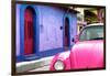 ¡Viva Mexico! Collection - Pink VW Beetle Car and Colorful House-Philippe Hugonnard-Framed Photographic Print