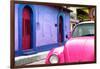 ¡Viva Mexico! Collection - Pink VW Beetle Car and Colorful House-Philippe Hugonnard-Framed Photographic Print