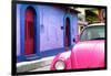 ¡Viva Mexico! Collection - Pink VW Beetle Car and Colorful House-Philippe Hugonnard-Framed Photographic Print