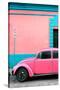 ¡Viva Mexico! Collection - Pink VW Beetle Car and Colorful Wall-Philippe Hugonnard-Stretched Canvas