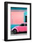 ¡Viva Mexico! Collection - Pink VW Beetle Car and Colorful Wall-Philippe Hugonnard-Framed Photographic Print