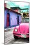¡Viva Mexico! Collection - Pink VW Beetle Car in a Colorful Street-Philippe Hugonnard-Mounted Photographic Print