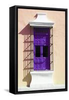 ¡Viva Mexico! Collection - Purple Window and Apricot Wall in Campeche-Philippe Hugonnard-Framed Stretched Canvas