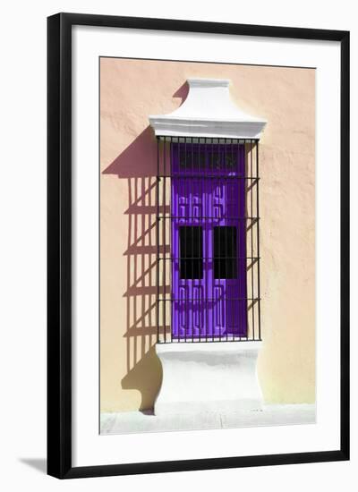 ¡Viva Mexico! Collection - Purple Window and Apricot Wall in Campeche-Philippe Hugonnard-Framed Photographic Print