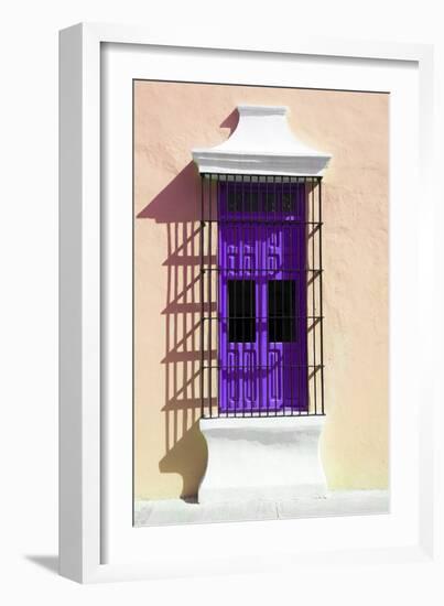 ¡Viva Mexico! Collection - Purple Window and Apricot Wall in Campeche-Philippe Hugonnard-Framed Photographic Print