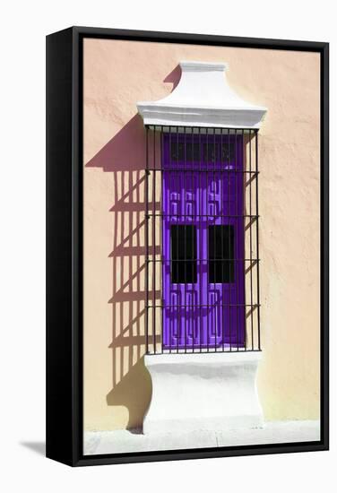 ¡Viva Mexico! Collection - Purple Window and Apricot Wall in Campeche-Philippe Hugonnard-Framed Stretched Canvas