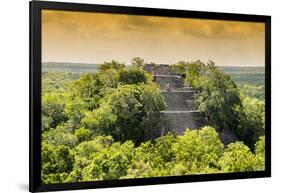 ¡Viva Mexico! Collection - Pyramid in Mayan City at Sunset of Calakmul-Philippe Hugonnard-Framed Photographic Print