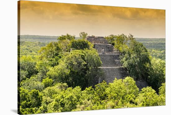 ¡Viva Mexico! Collection - Pyramid in Mayan City at Sunset of Calakmul-Philippe Hugonnard-Stretched Canvas