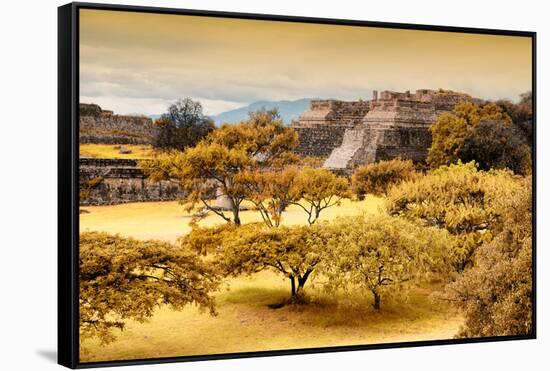 ¡Viva Mexico! Collection - Pyramid of Monte Alban with Fall Colors-Philippe Hugonnard-Framed Stretched Canvas