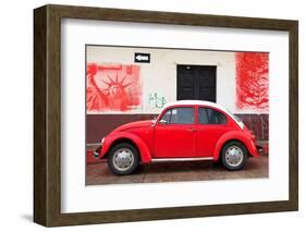 ¡Viva Mexico! Collection - Red VW Beetle Car and American Graffiti-Philippe Hugonnard-Framed Photographic Print