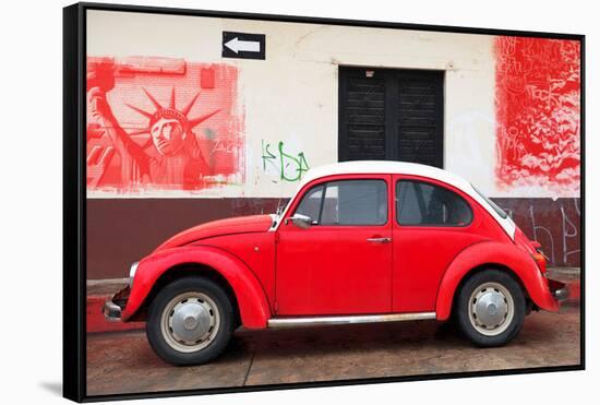 ¡Viva Mexico! Collection - Red VW Beetle Car and American Graffiti-Philippe Hugonnard-Framed Stretched Canvas
