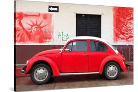 ¡Viva Mexico! Collection - Red VW Beetle Car and American Graffiti-Philippe Hugonnard-Stretched Canvas