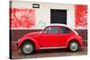 ¡Viva Mexico! Collection - Red VW Beetle Car and American Graffiti-Philippe Hugonnard-Stretched Canvas