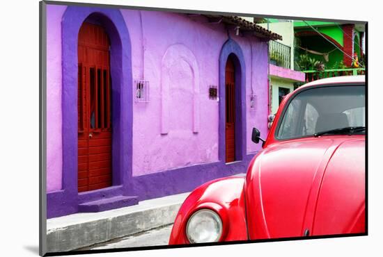 ¡Viva Mexico! Collection - Red VW Beetle Car and Colorful House-Philippe Hugonnard-Mounted Photographic Print