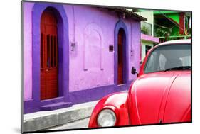 ¡Viva Mexico! Collection - Red VW Beetle Car and Colorful House-Philippe Hugonnard-Mounted Photographic Print