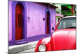 ¡Viva Mexico! Collection - Red VW Beetle Car and Colorful House-Philippe Hugonnard-Mounted Photographic Print