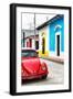 ¡Viva Mexico! Collection - Red VW Beetle Car and Colorful Houses II-Philippe Hugonnard-Framed Photographic Print