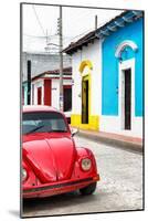 ¡Viva Mexico! Collection - Red VW Beetle Car and Colorful Houses II-Philippe Hugonnard-Mounted Photographic Print