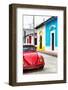 ¡Viva Mexico! Collection - Red VW Beetle Car and Colorful Houses II-Philippe Hugonnard-Framed Photographic Print