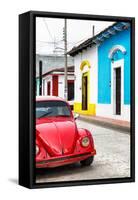 ¡Viva Mexico! Collection - Red VW Beetle Car and Colorful Houses II-Philippe Hugonnard-Framed Stretched Canvas