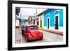 ¡Viva Mexico! Collection - Red VW Beetle Car and Colorful Houses-Philippe Hugonnard-Framed Photographic Print