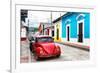 ¡Viva Mexico! Collection - Red VW Beetle Car and Colorful Houses-Philippe Hugonnard-Framed Photographic Print