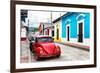 ¡Viva Mexico! Collection - Red VW Beetle Car and Colorful Houses-Philippe Hugonnard-Framed Photographic Print