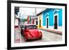 ¡Viva Mexico! Collection - Red VW Beetle Car and Colorful Houses-Philippe Hugonnard-Framed Photographic Print