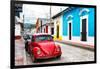 ¡Viva Mexico! Collection - Red VW Beetle Car and Colorful Houses-Philippe Hugonnard-Framed Photographic Print