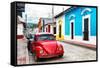 ¡Viva Mexico! Collection - Red VW Beetle Car and Colorful Houses-Philippe Hugonnard-Framed Stretched Canvas