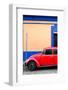 ¡Viva Mexico! Collection - Red VW Beetle Car and Colorful Wall-Philippe Hugonnard-Framed Photographic Print