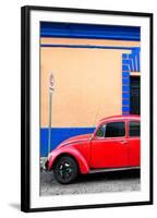 ¡Viva Mexico! Collection - Red VW Beetle Car and Colorful Wall-Philippe Hugonnard-Framed Photographic Print