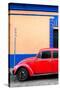 ¡Viva Mexico! Collection - Red VW Beetle Car and Colorful Wall-Philippe Hugonnard-Stretched Canvas