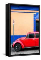 ¡Viva Mexico! Collection - Red VW Beetle Car and Colorful Wall-Philippe Hugonnard-Framed Stretched Canvas