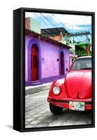 ¡Viva Mexico! Collection - Red VW Beetle Car in a Colorful Street-Philippe Hugonnard-Framed Stretched Canvas