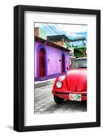 ¡Viva Mexico! Collection - Red VW Beetle Car in a Colorful Street-Philippe Hugonnard-Framed Photographic Print