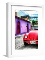 ¡Viva Mexico! Collection - Red VW Beetle Car in a Colorful Street-Philippe Hugonnard-Framed Photographic Print