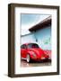 ¡Viva Mexico! Collection - Red VW Beetle Car on a street in San Cristobal II-Philippe Hugonnard-Framed Photographic Print