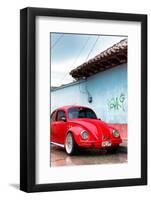 ¡Viva Mexico! Collection - Red VW Beetle Car on a street in San Cristobal II-Philippe Hugonnard-Framed Photographic Print