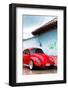 ¡Viva Mexico! Collection - Red VW Beetle Car on a street in San Cristobal II-Philippe Hugonnard-Framed Photographic Print