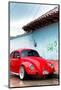 ¡Viva Mexico! Collection - Red VW Beetle Car on a street in San Cristobal II-Philippe Hugonnard-Mounted Photographic Print