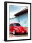 ¡Viva Mexico! Collection - Red VW Beetle Car on a street in San Cristobal II-Philippe Hugonnard-Framed Photographic Print