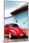 ¡Viva Mexico! Collection - Red VW Beetle Car on a street in San Cristobal II-Philippe Hugonnard-Mounted Photographic Print