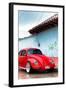 ¡Viva Mexico! Collection - Red VW Beetle Car on a street in San Cristobal II-Philippe Hugonnard-Framed Photographic Print