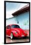 ¡Viva Mexico! Collection - Red VW Beetle Car on a street in San Cristobal II-Philippe Hugonnard-Framed Photographic Print