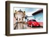 ¡Viva Mexico! Collection - Red VW Beetle Car on a street in San Cristobal-Philippe Hugonnard-Framed Photographic Print