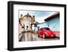 ¡Viva Mexico! Collection - Red VW Beetle Car on a street in San Cristobal-Philippe Hugonnard-Framed Photographic Print