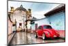 ¡Viva Mexico! Collection - Red VW Beetle Car on a street in San Cristobal-Philippe Hugonnard-Mounted Photographic Print