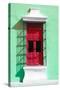 ¡Viva Mexico! Collection - Red Window and Green Wall in Campeche-Philippe Hugonnard-Stretched Canvas