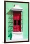 ¡Viva Mexico! Collection - Red Window and Green Wall in Campeche-Philippe Hugonnard-Framed Photographic Print